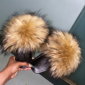 REAL raccoon fur slippers